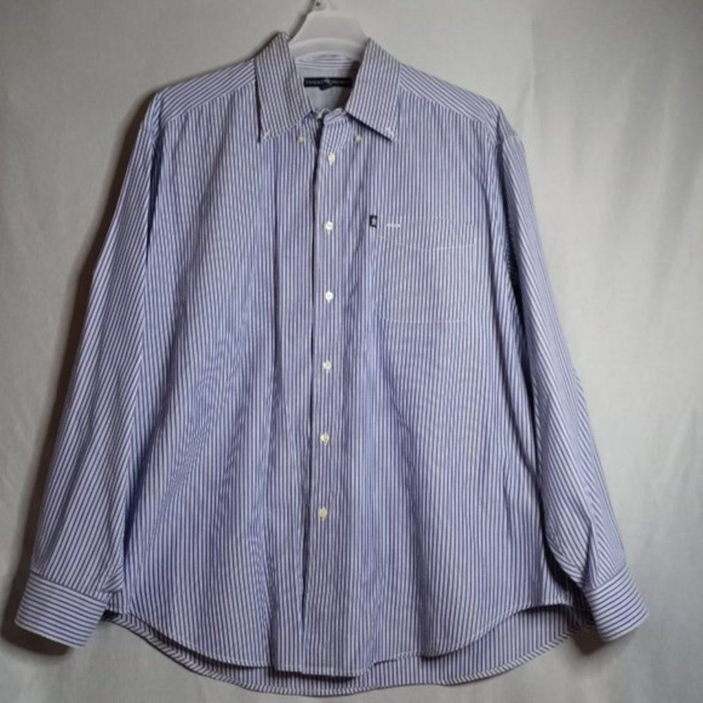 Tommy Hilfiger Blue/White Stripe Mens Shirt Sz. XL